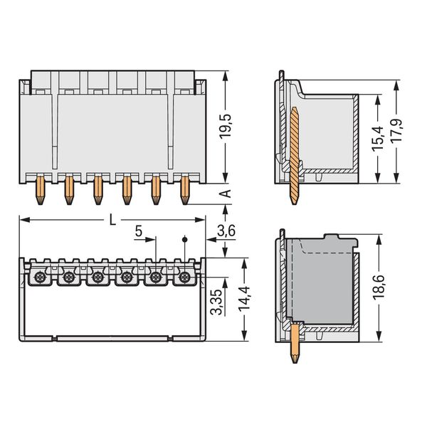 2092-1402 THT male header; 1.4 mm Ø solder pin; straight image 3