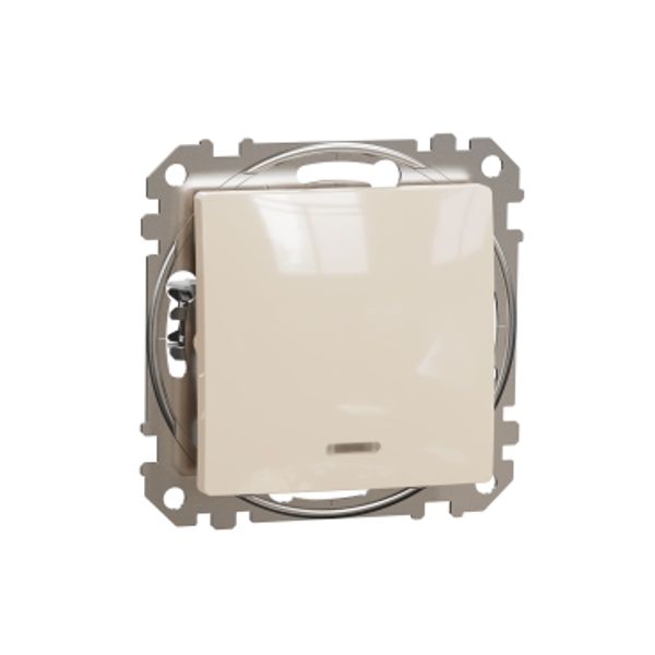Sedna Design & Elements, 2-way switch 10AX Blue Locator LED, professional, beige image 3