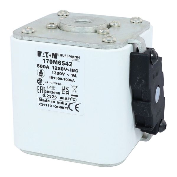 Fuse-link, high speed, 500 A, AC 1250 V, size 3, 76 x 92 x 83 mm, aR, IEC, UL, single indicator image 24