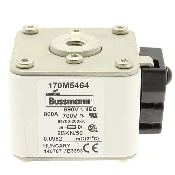 Fuse-link, high speed, 800 A, AC 690 V, size 2, aR, IEC, UL, single indicator image 1