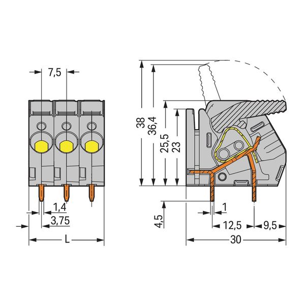 PCB terminal block lever 6 mm² gray image 4