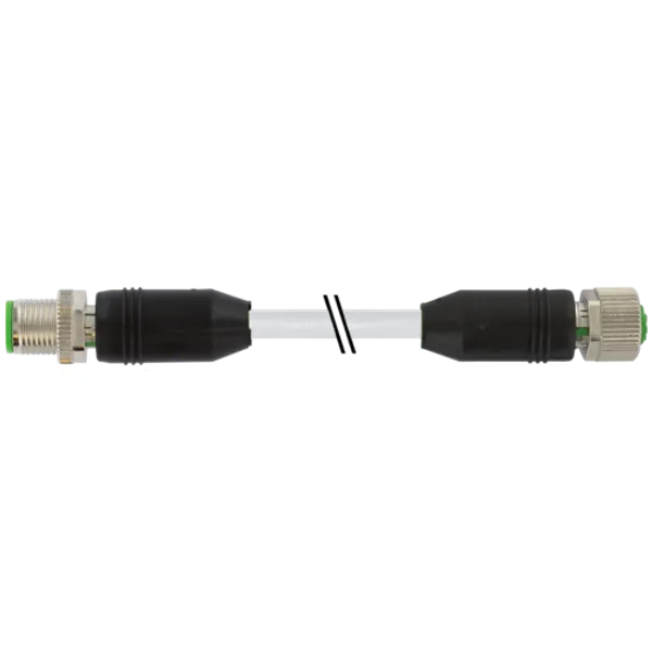 M12 male 0° / M12 female 0° A-cod. Shielded PUR 4x0.34 shielded gy 20m image 1