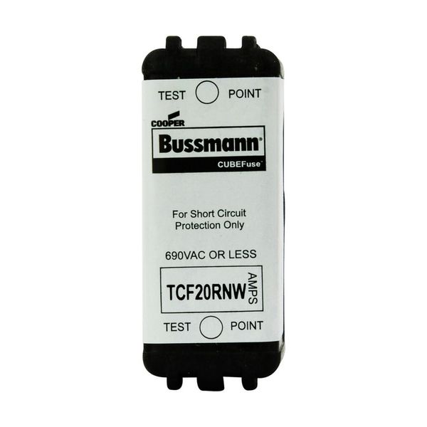Eaton Bussmann series TCF fuse, Finger safe, 690 Vac, 20A, 50kA, Non-Indicating, Time delay, inrush current withstand, Class CF, CUBEFuse, Glass filled PES image 2