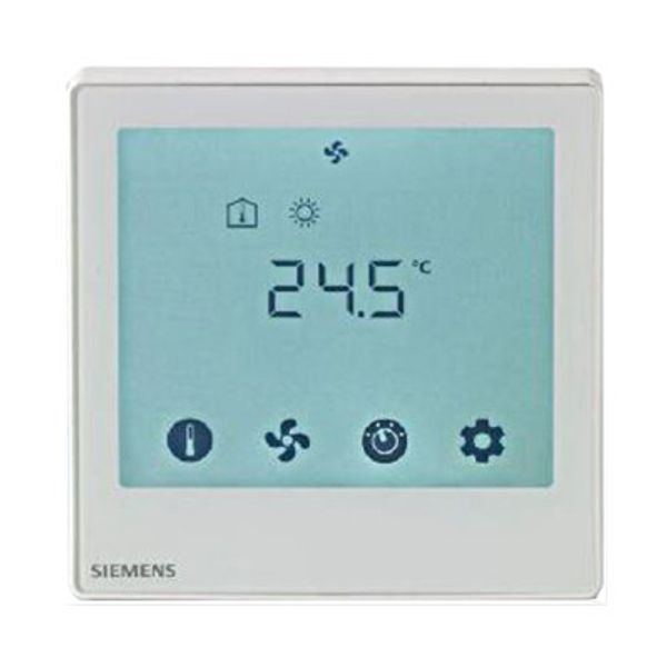 RDF800KN - Flush mount touch KNX room thermostat for 2-/4-pipe FCU with on/off output and 2x universal input, fit for both round and square conduit boxes image 1