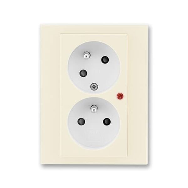 5593H-C02357 17 Double socket outlet with earthing pins, shuttered, with turned upper cavity, with surge protection image 1