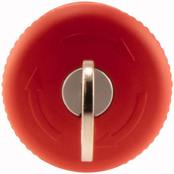 Emergency stop/emergency switching off pushbutton, RMQ-Titan, Mushroom-shaped, 38 mm, Non-illuminated, Key-release, Red, yellow, RAL 3000, Not suitabl image 3