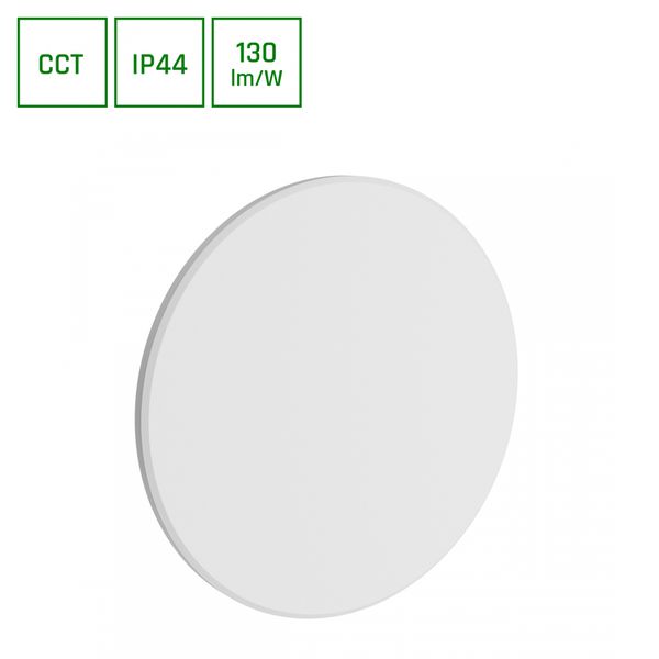 PIATTA 18W CCT 230V IP44 250x47MM WHITE ROUND FACADE LAMP image 1