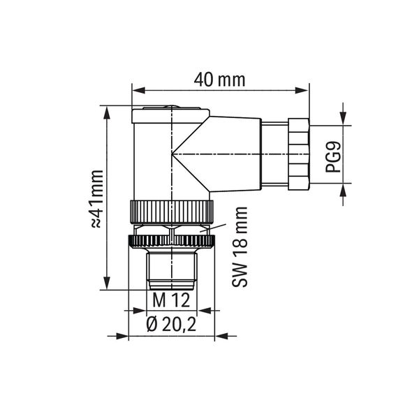 Fitted pluggable connector 5-pole M12 plug, right angle image 1