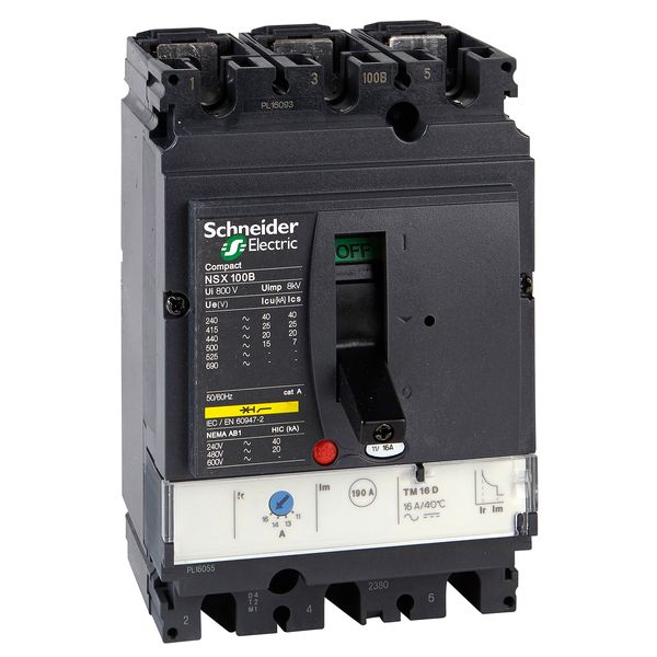 circuit breaker ComPact NSX100H, 70 kA at 415 VAC, TMD trip unit 50 A, 3 poles 3d image 1