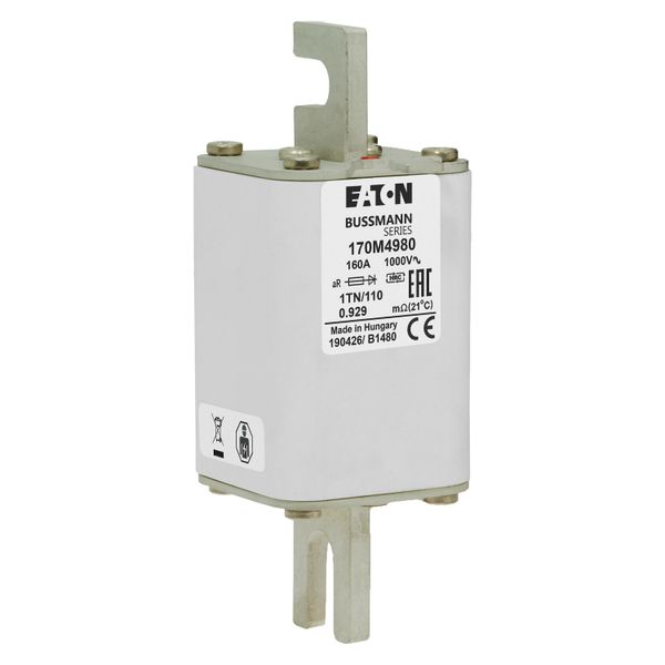 Fuse-link, high speed, 160 A, AC 1000 V, DIN 1, 51 x 69 x 138 mm, aR, DIN, IEC, single indicator image 9