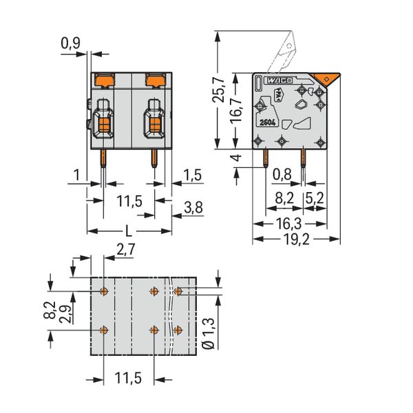 PCB terminal block lever 4 mm² blue image 6