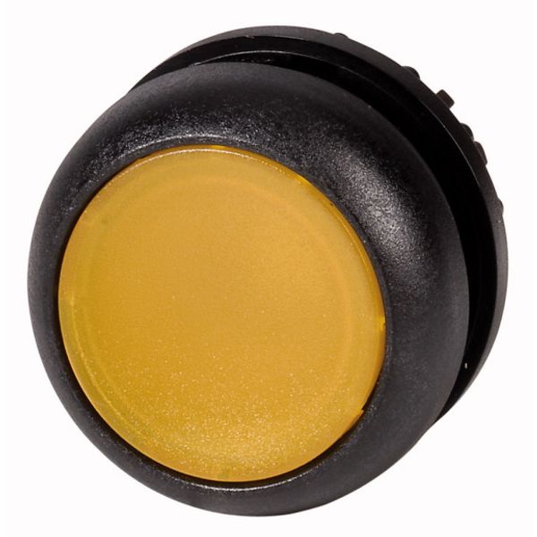 Illuminated pushbutton actuator, RMQ-Titan, Flush, maintained, yellow, Blank, Bezel: black image 1