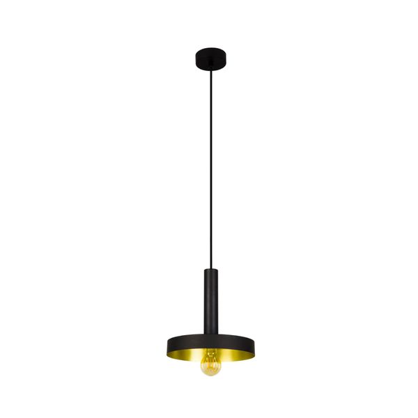 WHIZZ BLACK AND SATIN GOLD PENDANT LAMP image 1