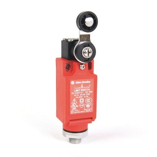 Allen-Bradley, 440P-CSLB12E, Safety Limit Switch, 22mm Plastic, Short Lever, 2 N.C., 1 N.O., BBM, 1/2 in NPT Conduit image 1