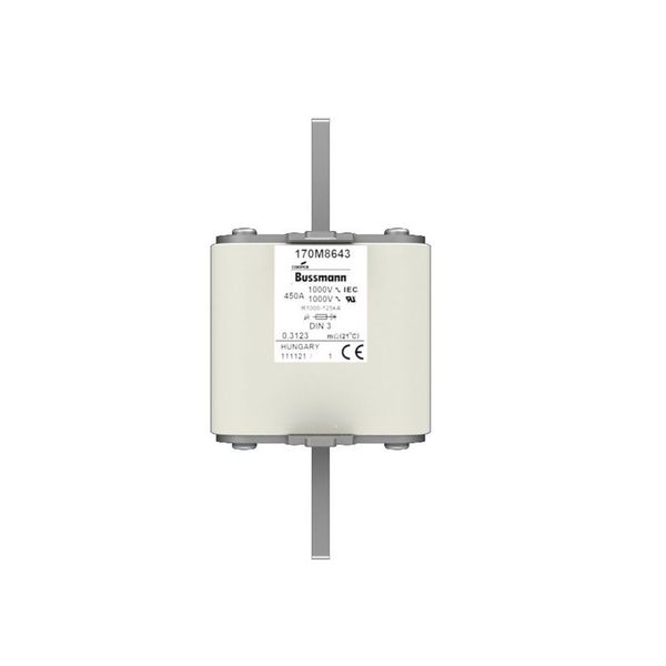 Fuse-link, high speed, 450 A, AC 1000 V, DIN 3, 90 x 75 x 150 mm, aR, DIN, IEC, single indicator image 5