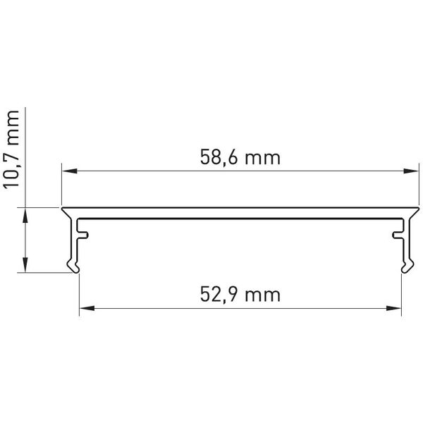 PMMA cover SL flat opal L-2000mm W-58,6mm H-10,7mm image 2