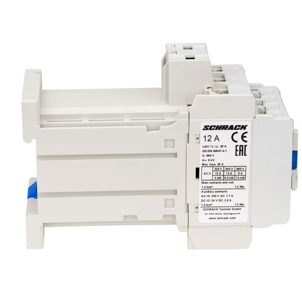 Contactor 3-pole, CUBICO Classic, 5,5kW, 12A, 1NO+1NC, 24VDC image 3