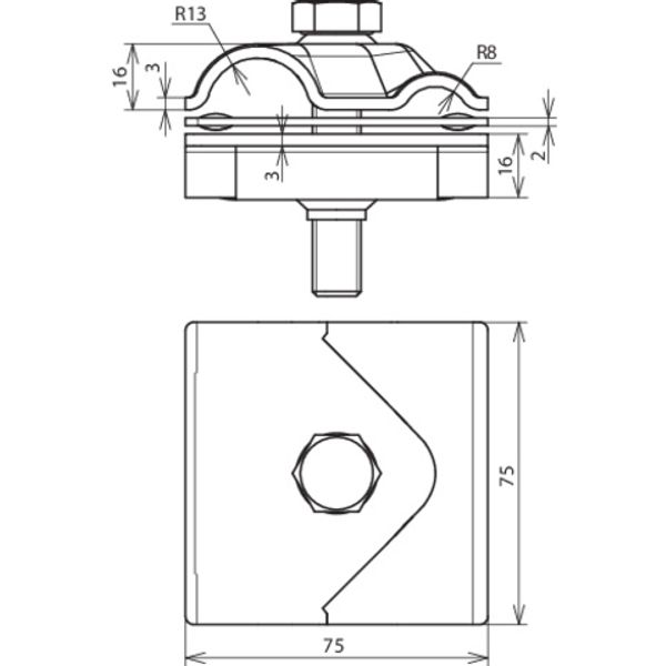 MAXI MV clamp St/tZn f. Rd 8-16 / 15-25mm with screw M12x65mm image 2