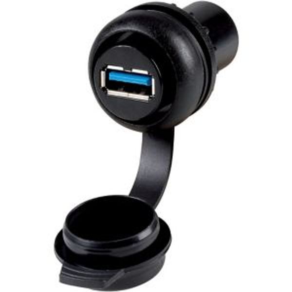 Bulkhead interface, USB 3.0 socket, Type A, Bezel: black image 2