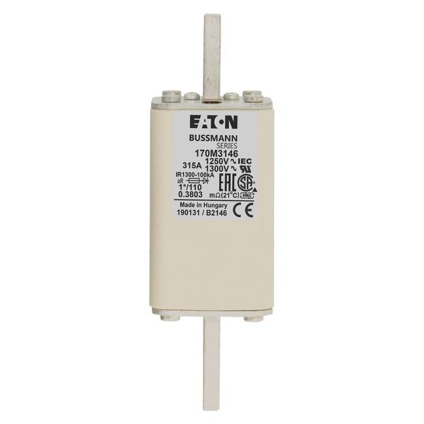 Fuse-link, high speed, 315 A, AC 1250 V, compact size 1, 45 x 45 x 138 mm, aR, DIN, IEC, single indicator image 5