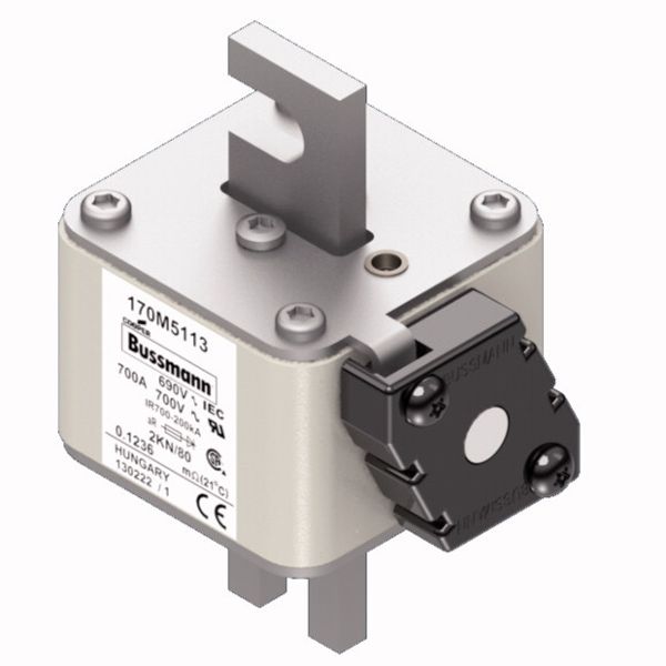 Fuse-link, high speed, 800 A, AC 690 V, DIN 2, 61 x 77 x 108 mm, aR, DIN, IEC, single indicator image 2