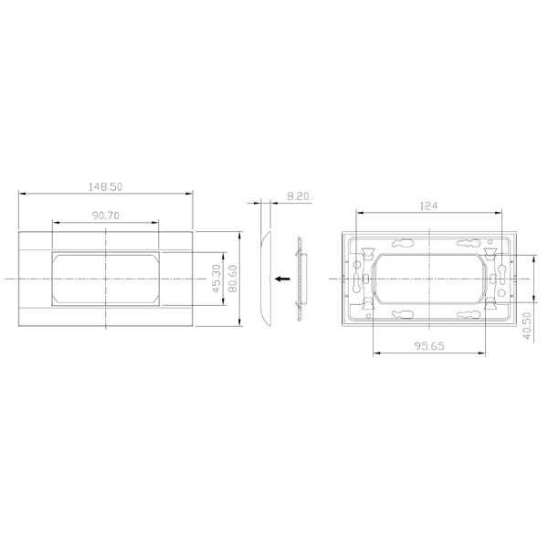 Frame Double 80x148mm for centralplates 45x45mm, RAL9010 image 3