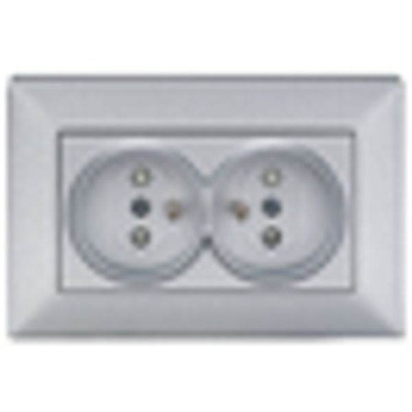 Pin compact socket outlet 2x2P+E, silver image 8