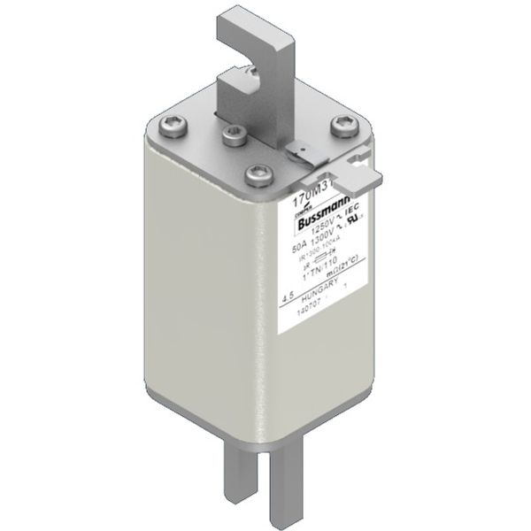 Fuse-link, high speed, 50 A, AC 1250 V, compact size 1, 45 x 58 x 138 mm, aR, DIN, IEC, type T indicator image 2