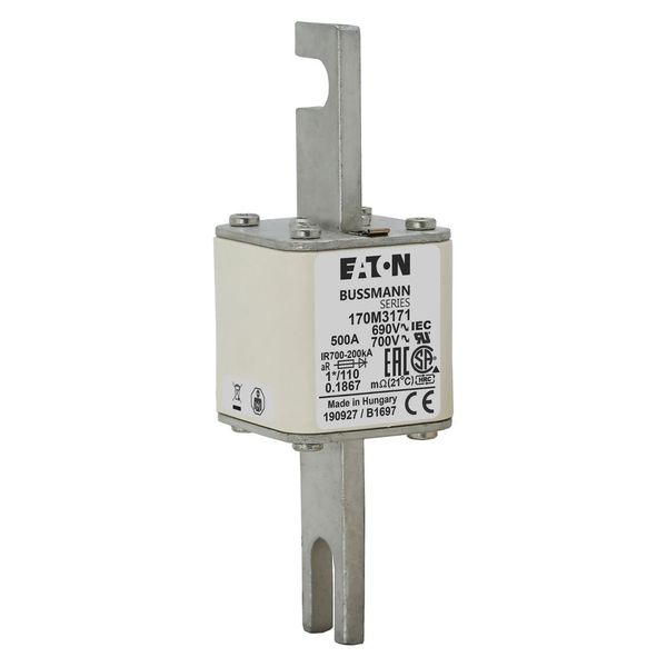 Fuse-link, high speed, 550 A, AC 690 V, compact size 1, 45 x 45 x 134 mm, aR, DIN, IEC, single indicator image 6