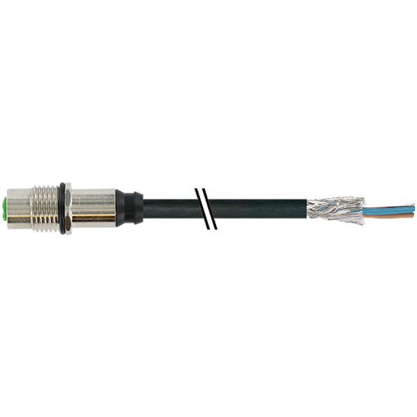 M12 fem. recept. A-cod. rear PUR 4x0.34 shielded bk+drag-ch 0.3m image 1