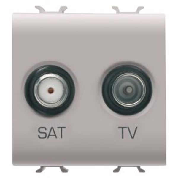 SOCKET-OUTLET TV-SAT - DIRECT - 2 MODULES - NATURAL SATIN BEIGE - CHORUSMART image 1