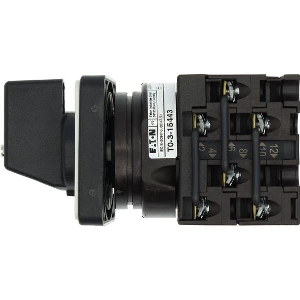 Changeoverswitches, T0, 20 A, flush mounting, 3 contact unit(s), Contacts: 6, 90 °, maintained, Without 0 (Off) position, 1-2, Design number 15443 image 3