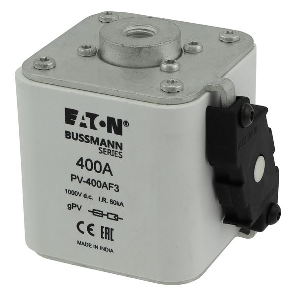 Fuse-link, high speed, 400 A, DC 1000 V, size 3, 76 x 92 x 91 mm, gPV, IEC, UL, single indicator image 10