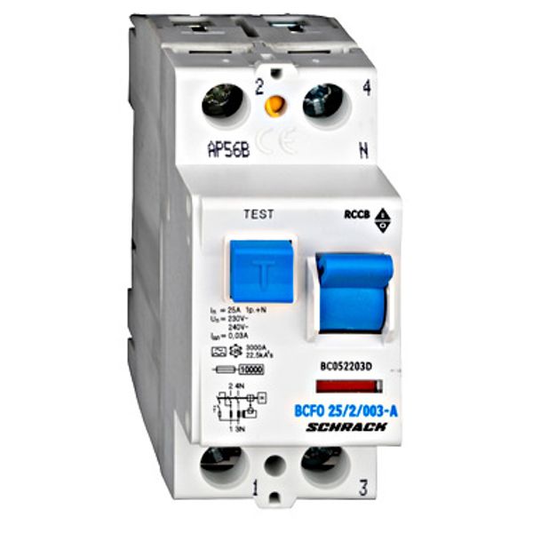 Residual current circuit breaker, 25A, 2-pole,30mA, A, VDE image 1