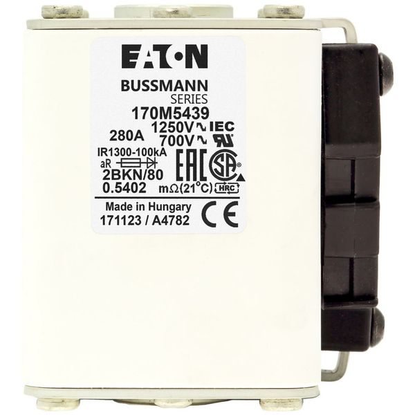 Fuse-link, high speed, 280 A, AC 1250 V, size 2, 61 x 77 x 81 mm, aR, IEC, UL, single indicator image 9