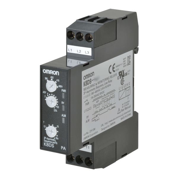 Monitoring relay 17.5mm wide, asymmetry, phase sequence and loss, 3-ph image 1