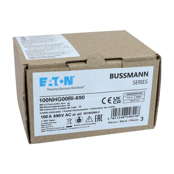 Fuse-link, high speed, 250 A, AC 1000 V, size 00, 30 x 47 x 98 mm, aR, DIN, IEC, single indicator image 17