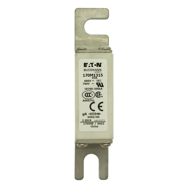 Fuse-link, high speed, 63 A, AC 690 V, DIN 000, 21 x 40 x 100 mm, gR, DIN, IEC image 27