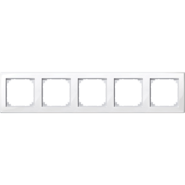 M-SMART frame, 5-gang, polar white, glossy image 1
