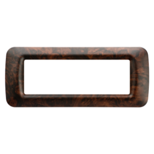 TOP SYSTEM PLATE - IN TECHNOPOLYMER - 6 GANG - ENGLISH WALNUT - SYSTEM image 1