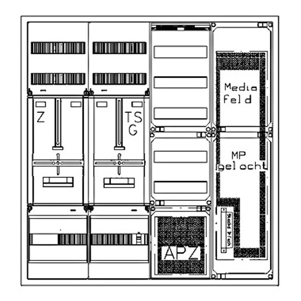 Z„hlerverteiler 1xZF, H1100 B1050 T210mm, 1xTSG, VF, MF, APZ image 1