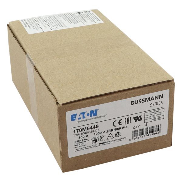 Fuse-link, high speed, 800 A, AC 1000 V, size 2, 61 x 77 x 81 mm, aR, IEC, UL, single indicator image 15