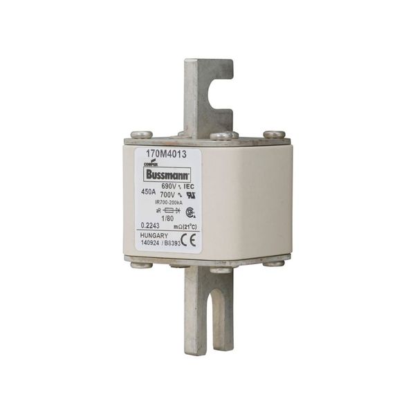 Fuse-link, high speed, 450 A, AC 690 V, DIN 1, 53 x 53 x 108 mm, aR, DIN, IEC, single indicator image 13