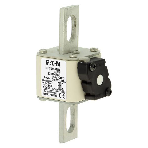 Fuse-link, high speed, 800 A, AC 690 V, size 1, 53 x 69 x 136 mm, aR, IEC, UL, single indicator image 3