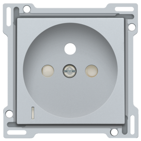 Finishing set with transparent lens for socket outlet with voltage indication, pin earthing and shutters, flush-mounting depth of 28.5mm, sterling coated image 1