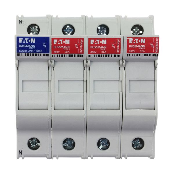 Fuse-holder, LV, 30 A, AC 600 V, 10 x 38 mm, 3P+N, UL, IEC, DIN rail mount image 30