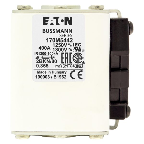 Fuse-link, high speed, 400 A, AC 1250 V, size 2, 61 x 77 x 81 mm, aR, IEC, UL, single indicator image 6