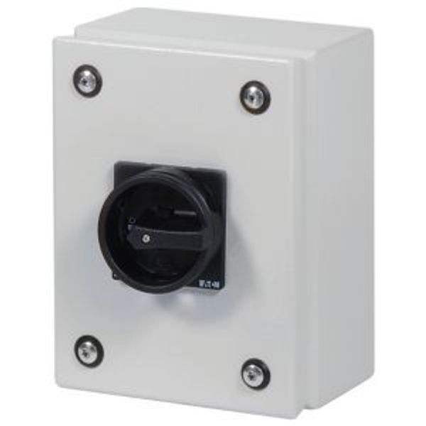 Main switch, P1, 32 A, surface mounting, 3 pole + N, STOP function, With black rotary handle and locking ring, Lockable in the 0 (Off) position, in st image 5