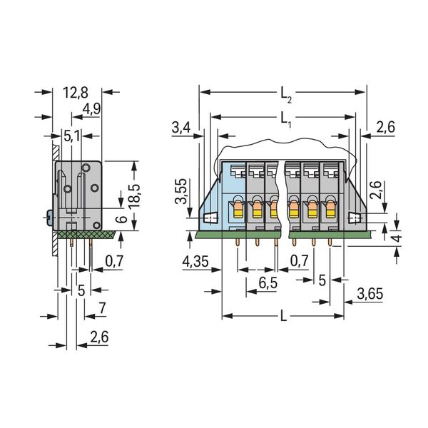 PCB terminal block push-button 2.5 mm² gray image 3