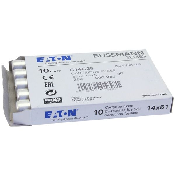 Fuse-link, LV, 25 A, AC 690 V, 14 x 51 mm, gL/gG, IEC image 1